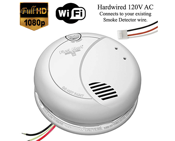 WiFi Smoke Detector HD Spy Cam (Custom, 110V AC Powered)